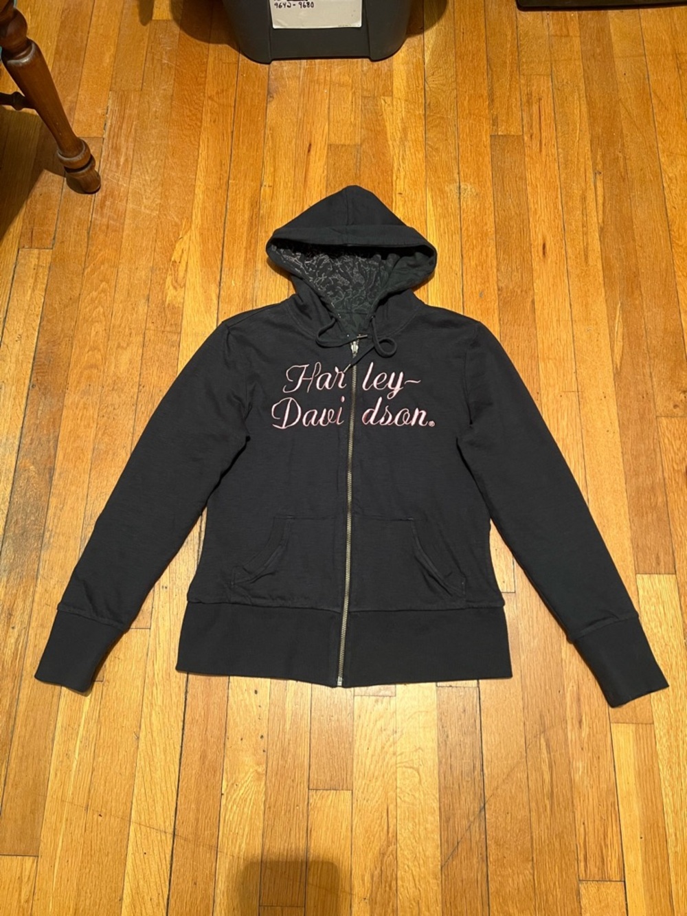 Harley-Davidson Black Hoodie with Pink Script - Picture 3 of 12